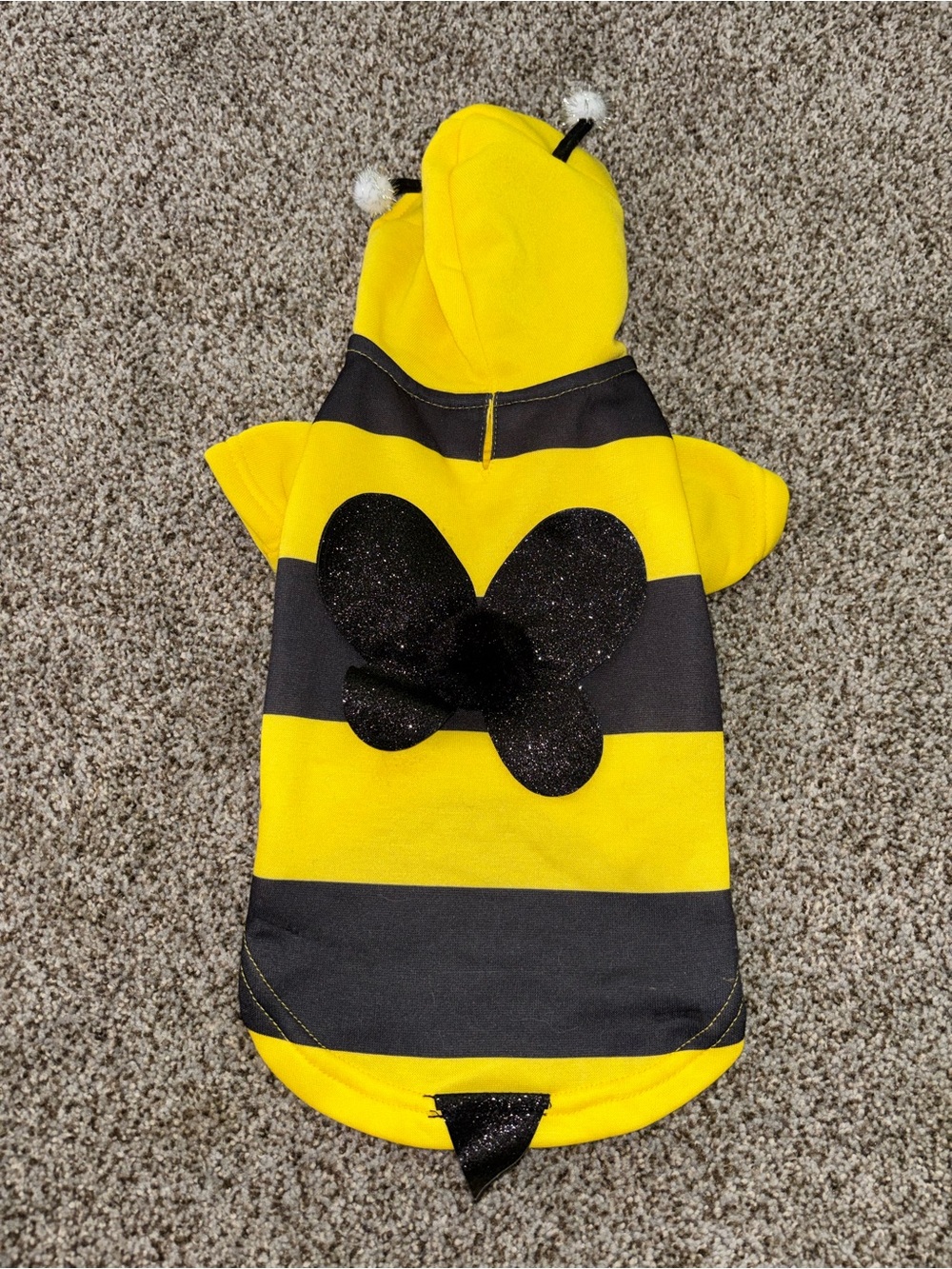 Bee Stripe Dog Hoodie with Glitter Wings - Yellow & Black
